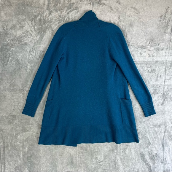 Cynthia Rowley 100% Cashmere Cardigan Sweater Small Peacock Blue Open Front Soft - Picture 11 of 15